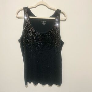 Lane Bryant 18/20 Black Sequin Tank Top Cotton Knit